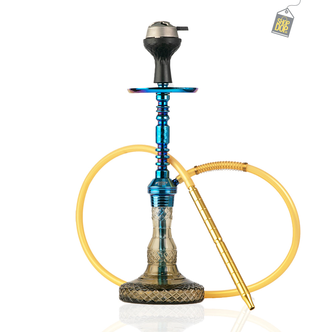 Persian Ovel Hookah with Bag - Blue Stem / Grey Base