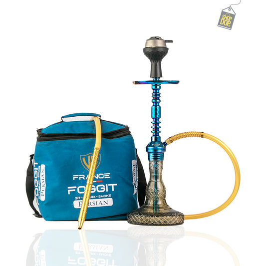 Persian Ovel Hookah with Bag - Blue Stem / Grey Base