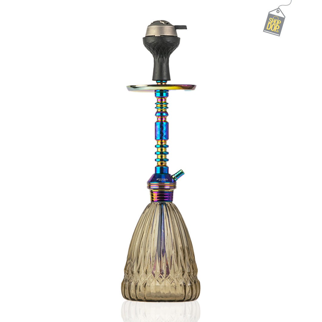 Persian Prism Hookah with Bag - Rainbow Stem / Grey Base