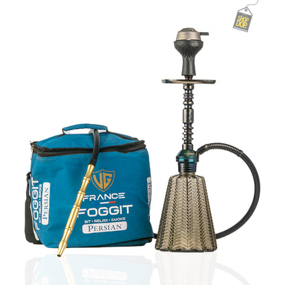 Persian Jewel Hookah with Bag - Black Stem / Grey Base