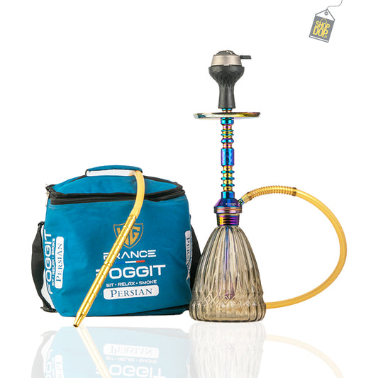 Persian Prism Hookah with Bag - Rainbow Stem / Grey Base