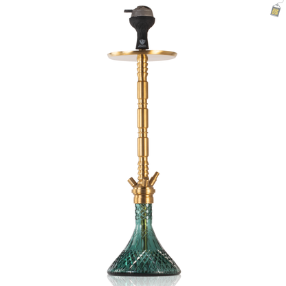 Sultan Evans Hookah with 2 Bags - Gold Stem / Aqua Base