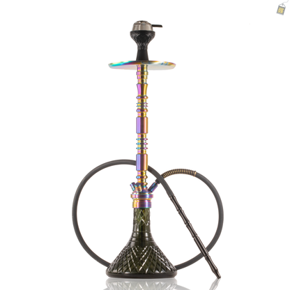 Sultan Evans Hookah with 2 Bags - Rainbow Stem / Emerald Green Base