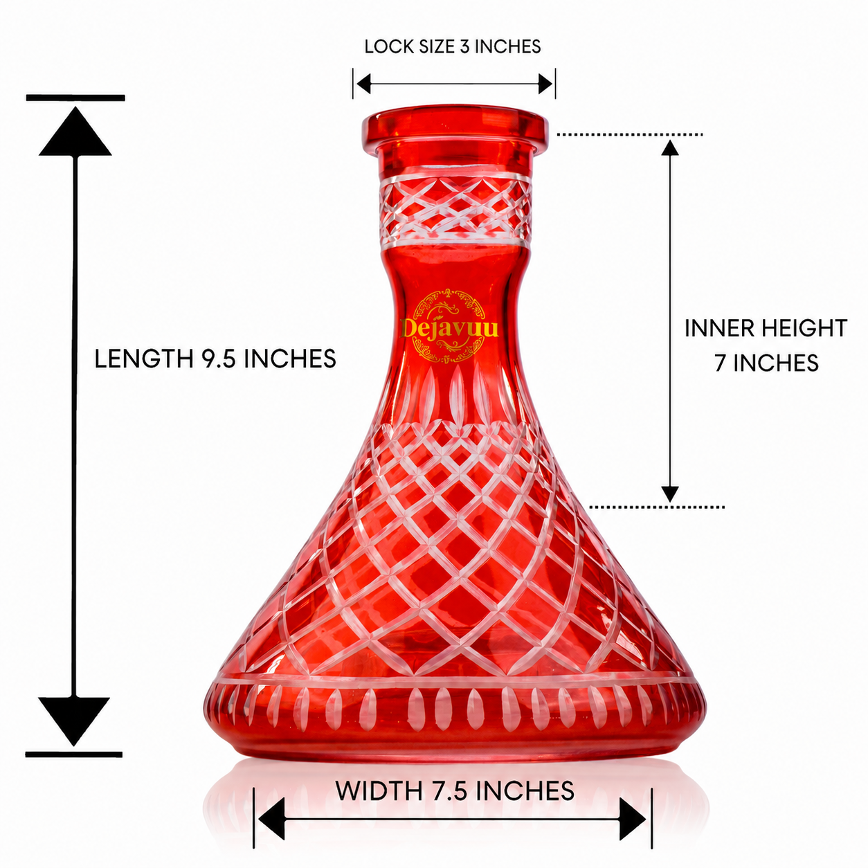 Cross Cut Hookah Glass Replacement Base - Red (Rubber)