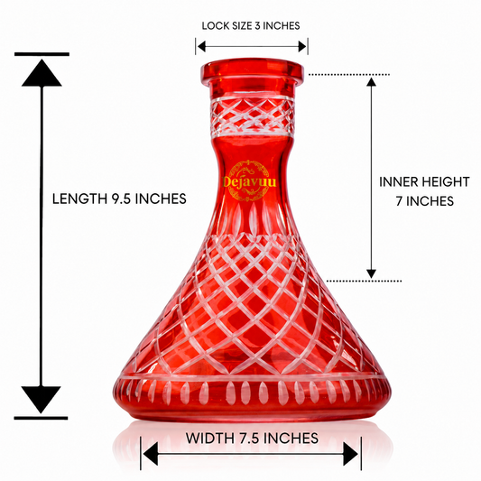 Cross Cut Hookah Glass Replacement Base - Red (Rubber)