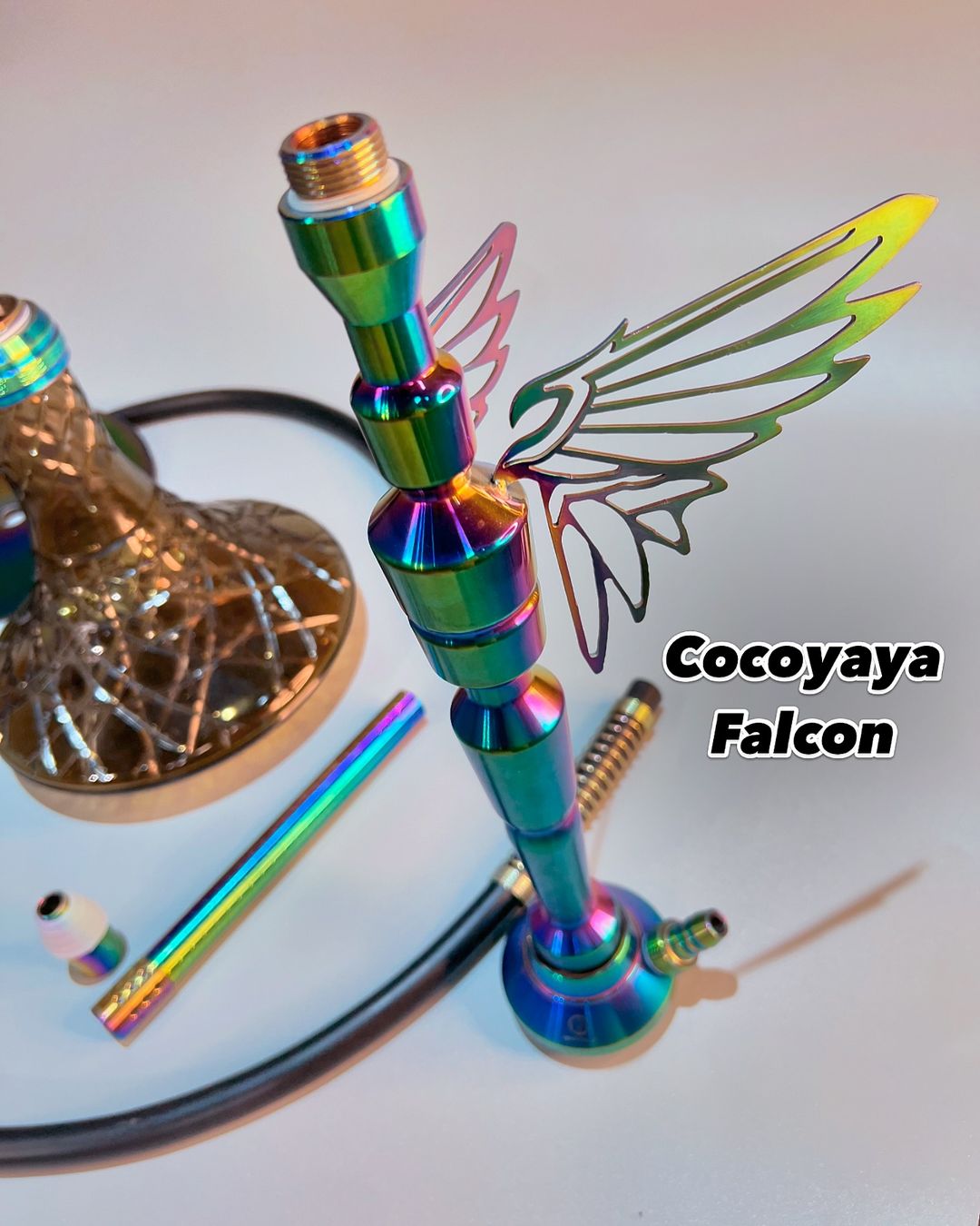 COCOYAYA Falcon Hookah - Rainbow Stem / Grey Base