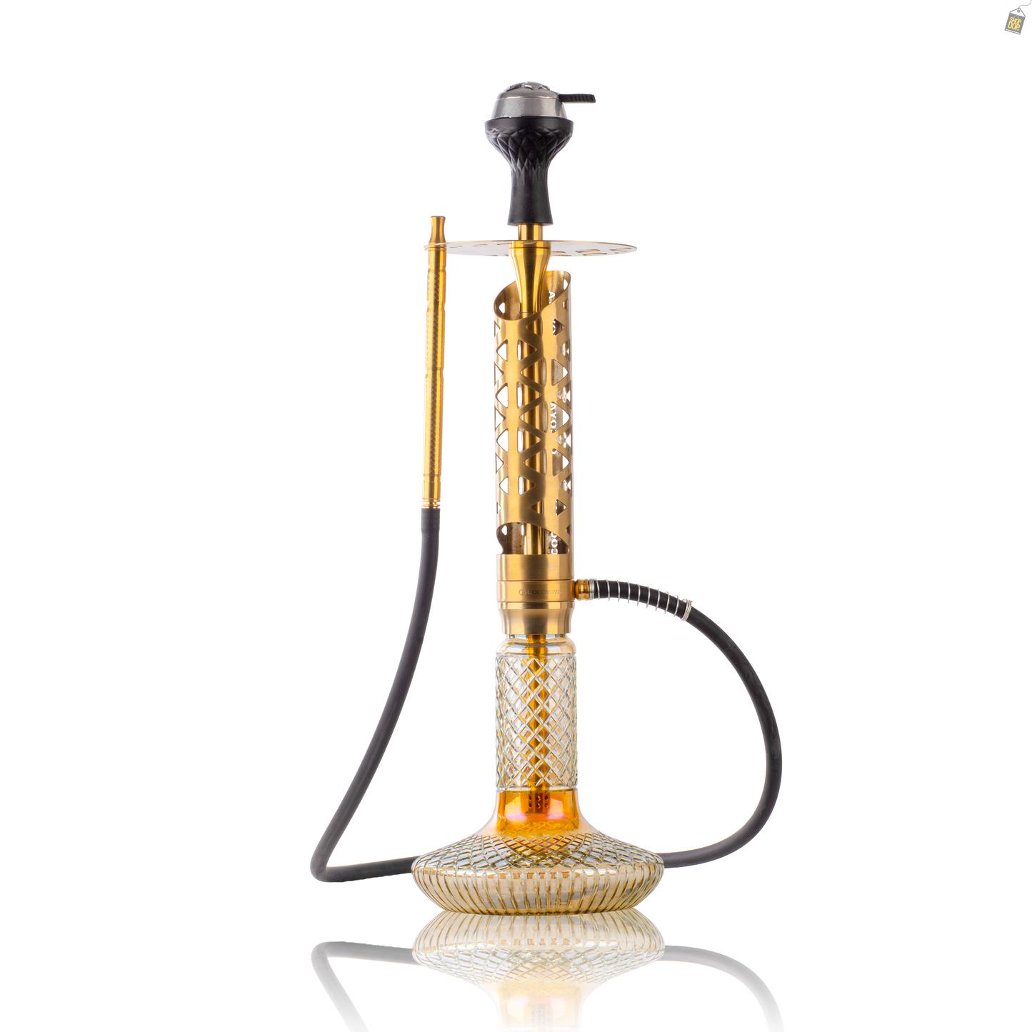 COCOYAYA Crucio Hookah (Ferro Series) with Bag - Gold Stem / CGB Gold Base