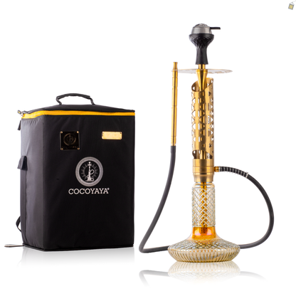 COCOYAYA Crucio Hookah (Ferro Series) with Bag - Gold Stem / CGB Gold Base
