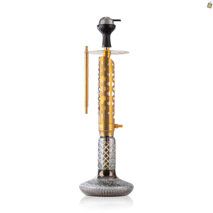 COCOYAYA Crucio Hookah (Ferro Series) with Bag - Gold Stem / CGB Grey Base