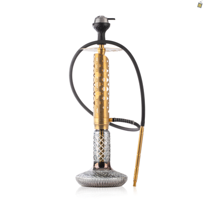 COCOYAYA Crucio Hookah (Ferro Series) with Bag - Gold Stem / CGB Grey Base