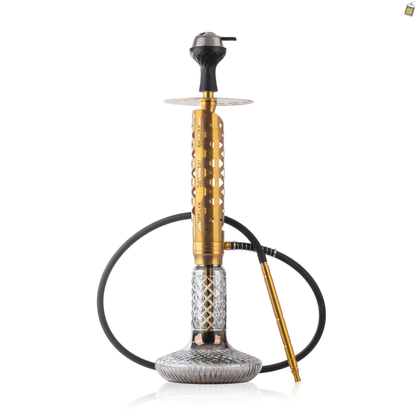 COCOYAYA Crucio Hookah (Ferro Series) with Bag - Gold Stem / CGB Grey Base