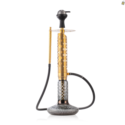 COCOYAYA Crucio Hookah (Ferro Series) with Bag - Gold Stem / CGB Grey Base