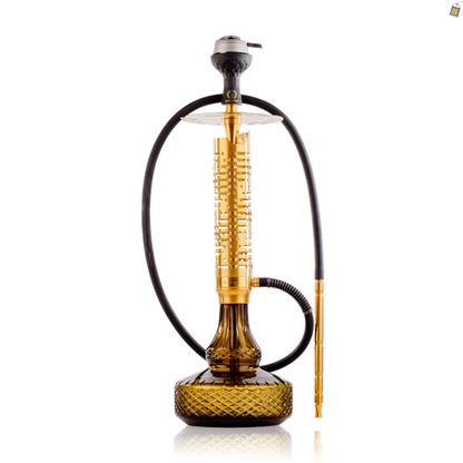 COCOYAYA Vivanta Zipper Hookah (Ferro Series) - Golden Stem / Brown Base with bag
