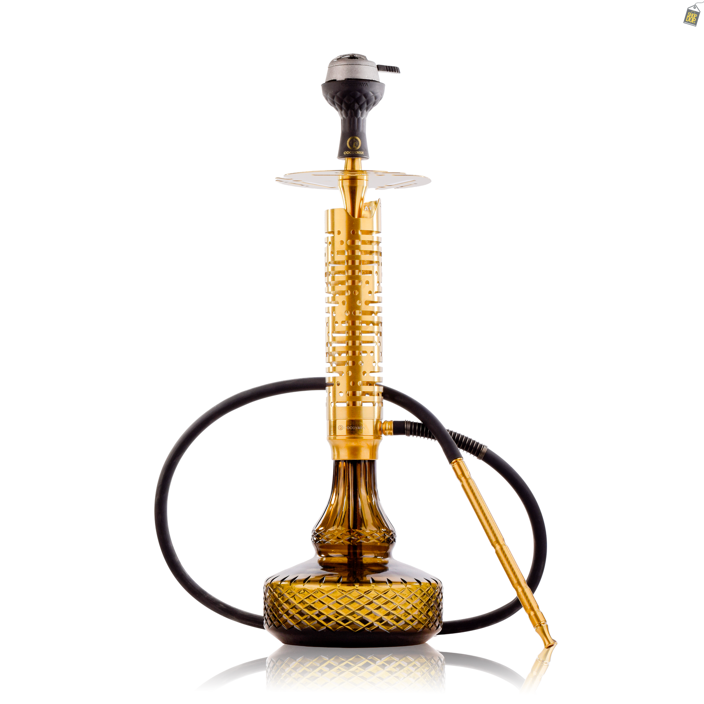 COCOYAYA Vivanta Zipper Hookah (Ferro Series) - Golden Stem / Brown Base with bag