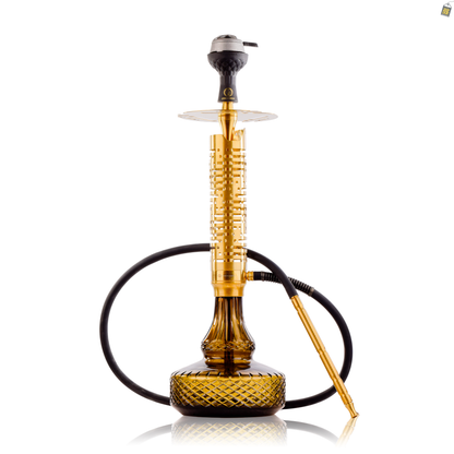 COCOYAYA Vivanta Zipper Hookah (Ferro Series) - Golden Stem / Brown Base with bag