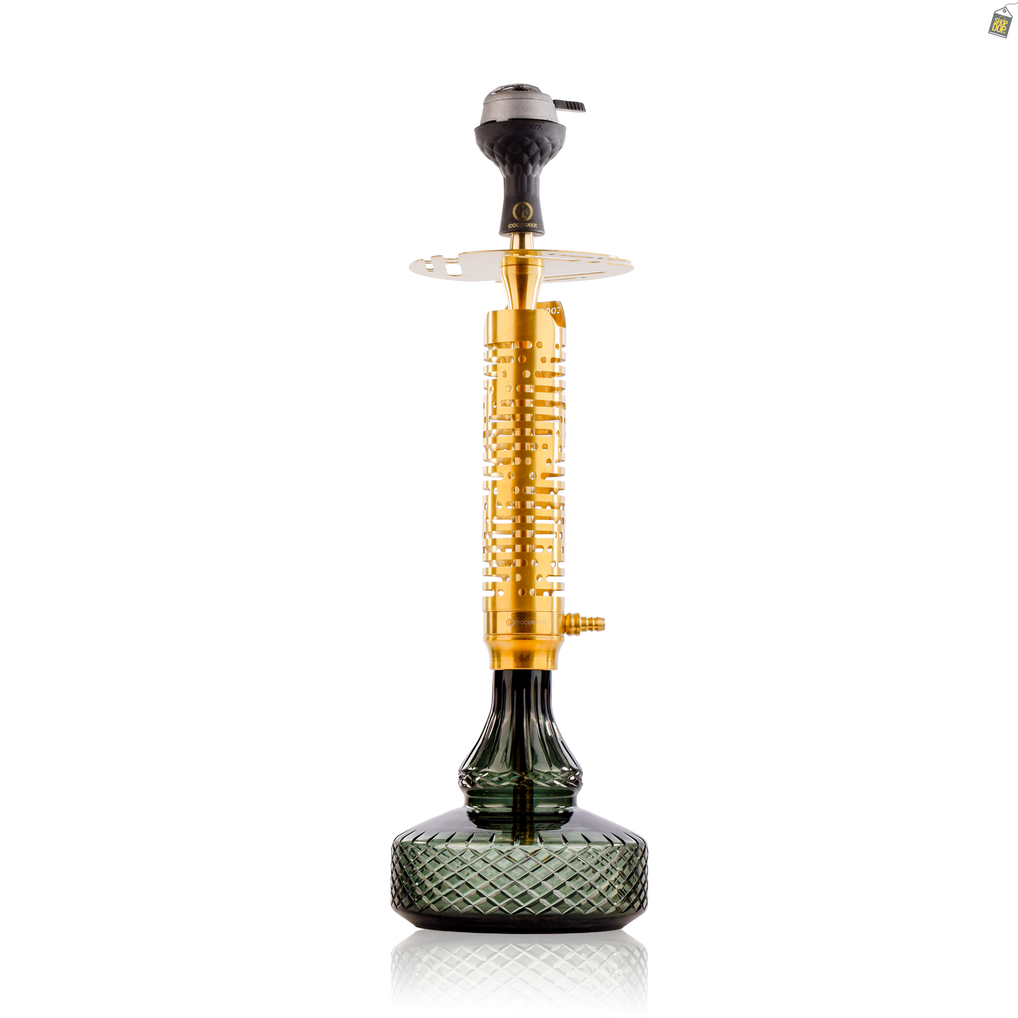 COCOYAYA Vivanta Zipper Hookah (Ferro Series) - Gold Stem / Emerald Green Base with bag