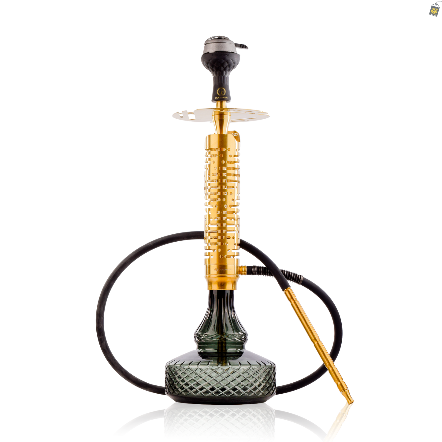COCOYAYA Vivanta Zipper Hookah (Ferro Series) - Gold Stem / Emerald Green Base with bag