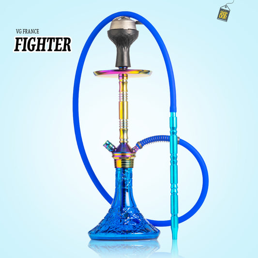 Fighter Hookah L2 - Rainbow Stem / Blue Base