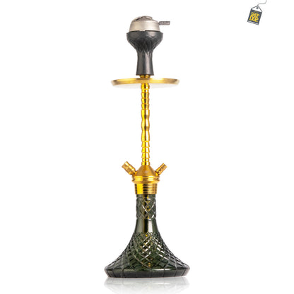 Fighter Ladder Hookah - Gold Stem / Black Base