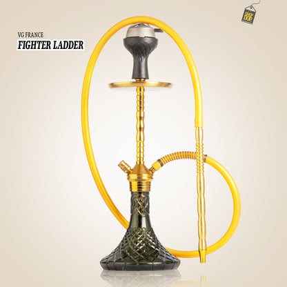 Fighter Ladder Hookah - Gold Stem / Black Base