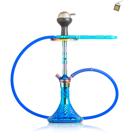 Fighter Hookah R4 - Rainbow Stem / Blue Base