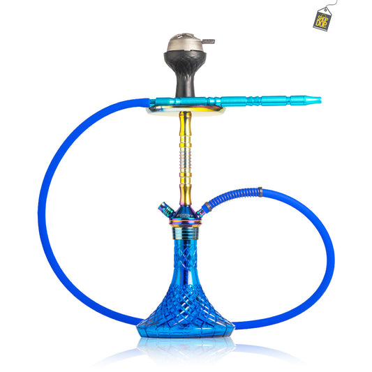 Fighter R6 Hookah - Rainbow Stem / Blue Base
