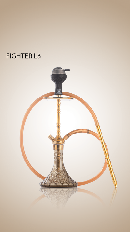 Fighter Hookah L3 - Gold Stem / Grey Base