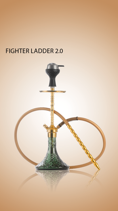 Fighter Ladder 2.0 Hookah - Gold Stem / Emerald Green Base