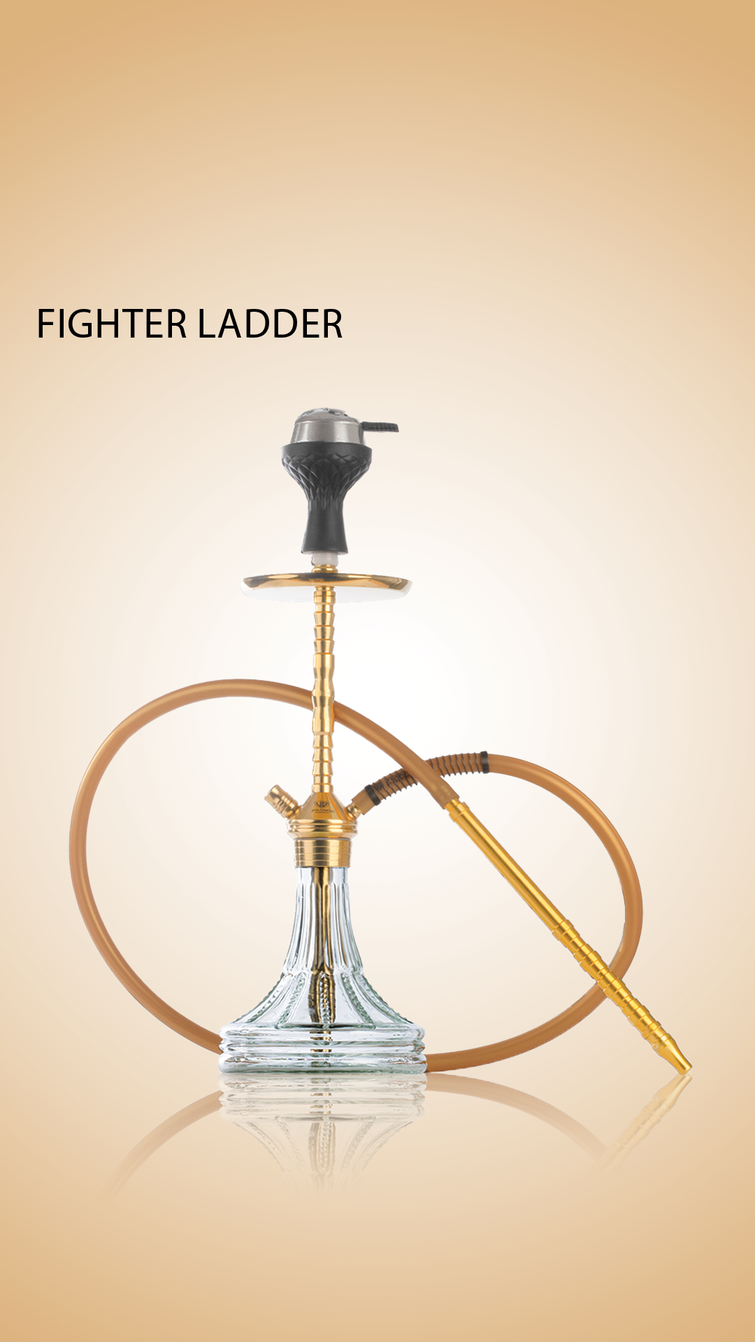 Fighter Ladder Hookah - Gold Stem / Transparent Asterisk Base