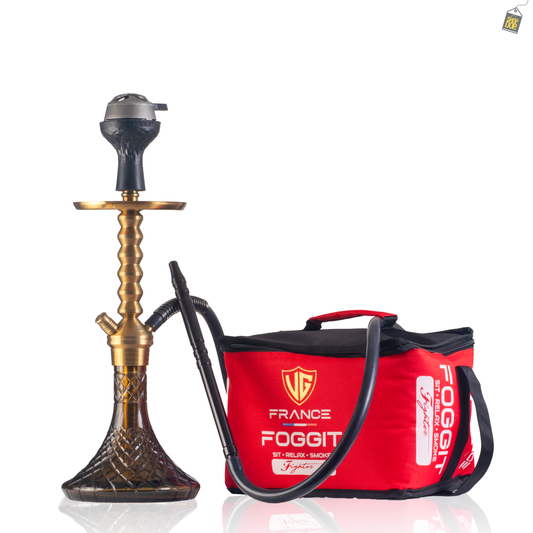 VG Joe Ladder Hookah with Bag - Gold Stem / Grey Base
