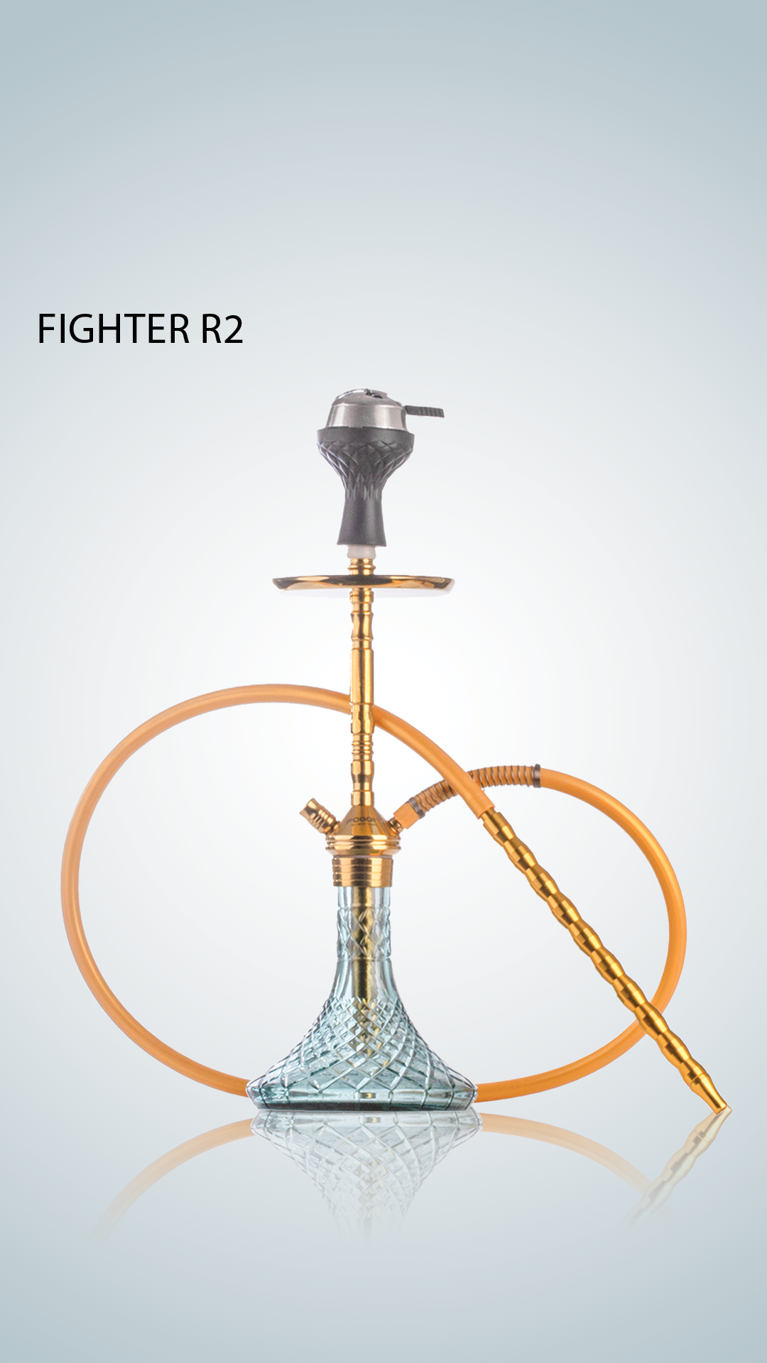 Fighter Hookah R2 - Gold Stem / Aqua Base