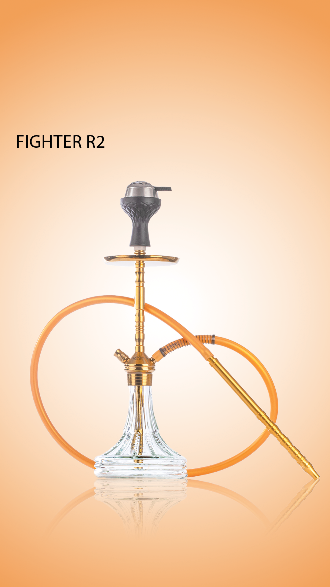 Fighter Hookah R2 - Gold Stem / Transparent Asterisk Base