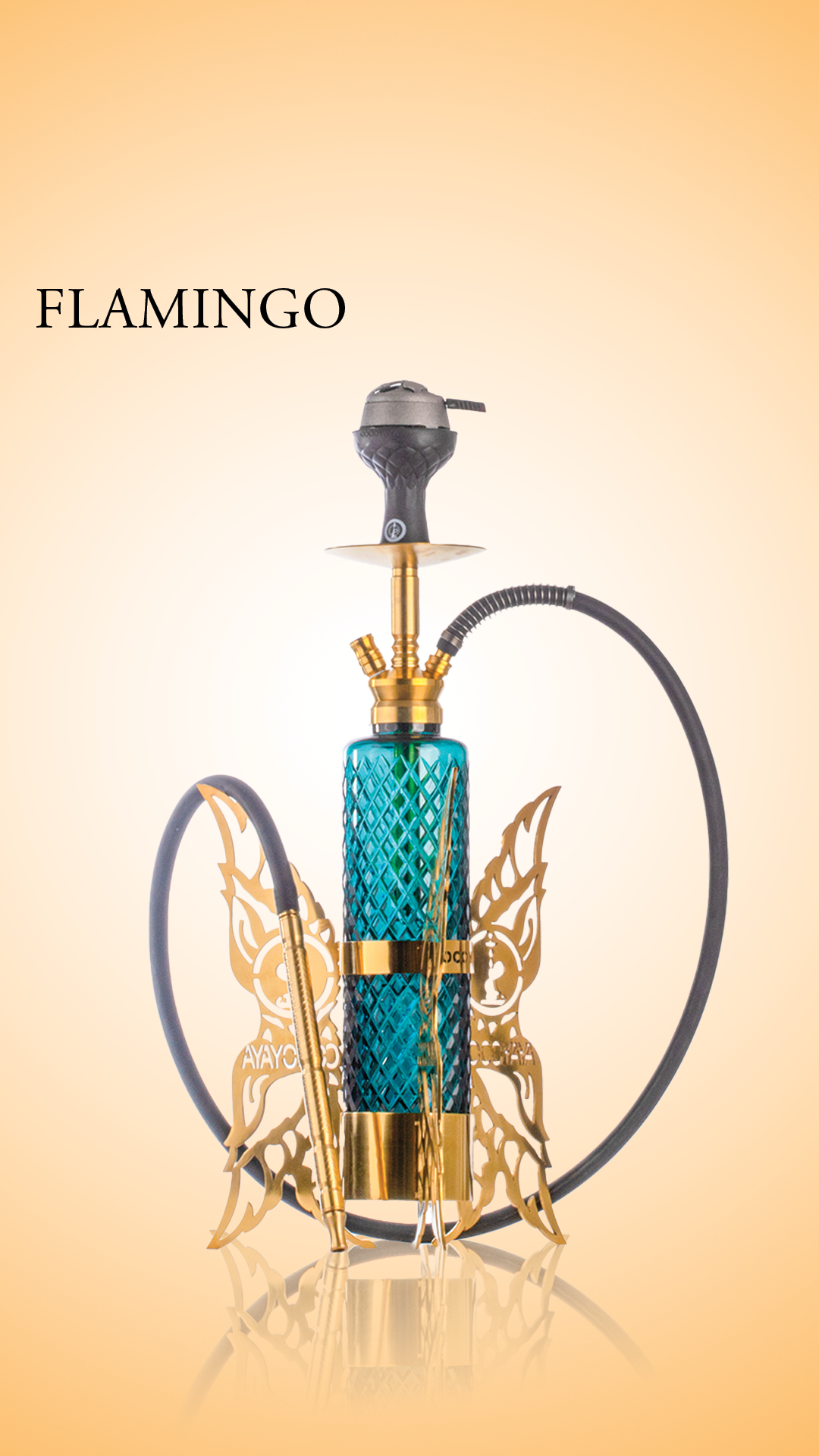 COCOYAYA Flamingo Hookah - Golden / Green Base