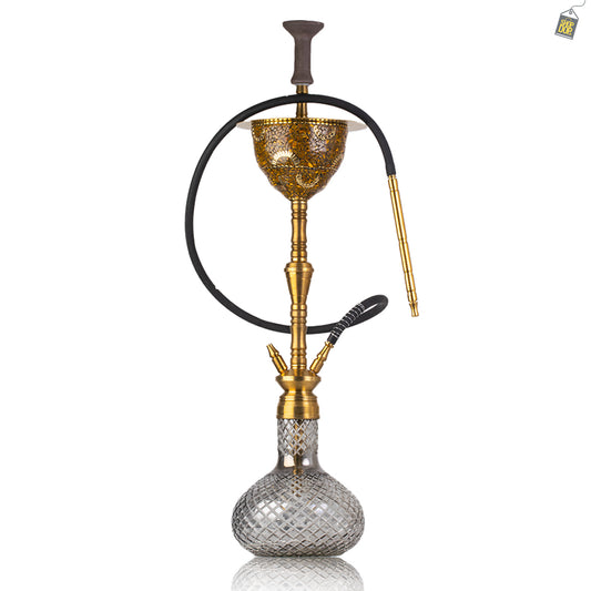 COCOYAYA Printed Gamaliya Arabia Grande Hookah - Gold Stem / Round Base
