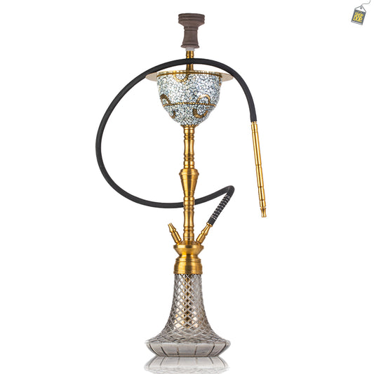 COCOYAYA Printed Gamaliya Arabia Grande Hookah - Gold Stem / CGB Base