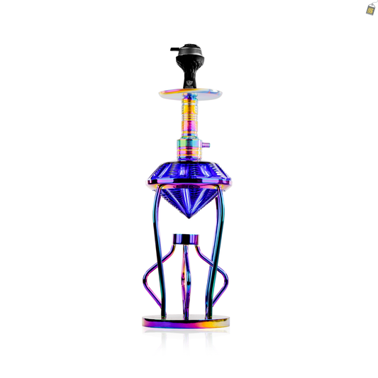 Gemstone Hookah - Rainbow Stem (Blue Base)