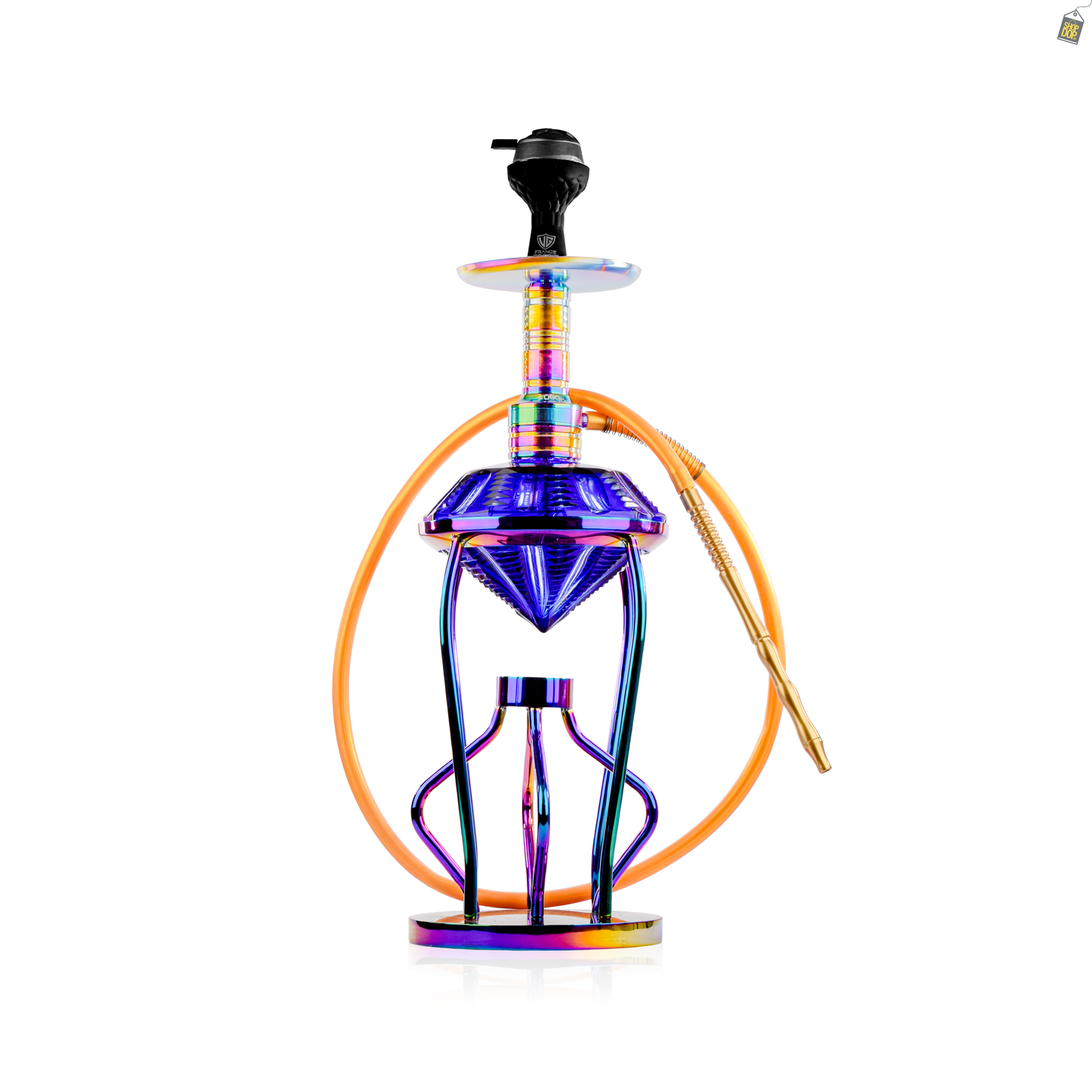 Gemstone Hookah - Rainbow Stem (Blue Base)