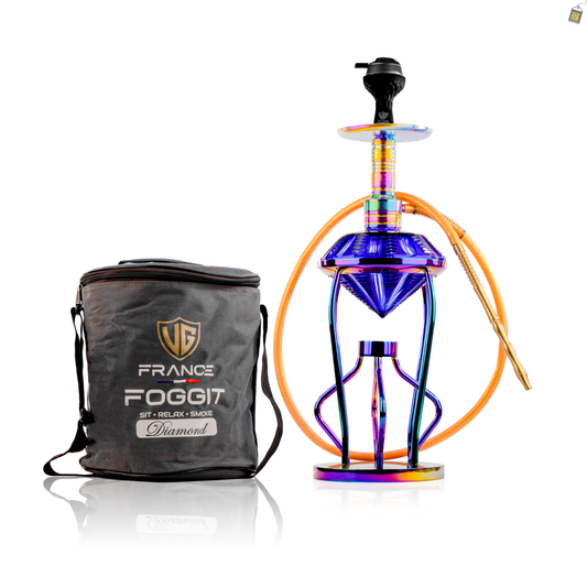 Gemstone Hookah - Rainbow Stem (Blue Base)