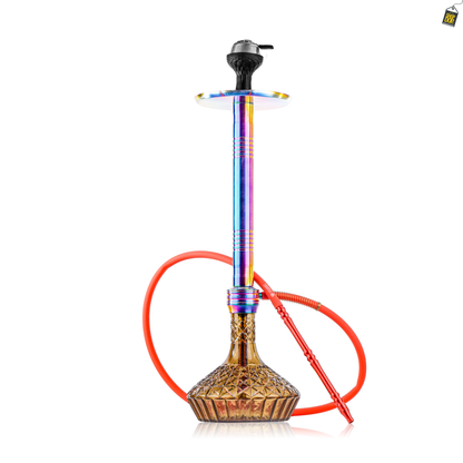 Godfather Hookah - Rainbow Stem/Cut Glass Base