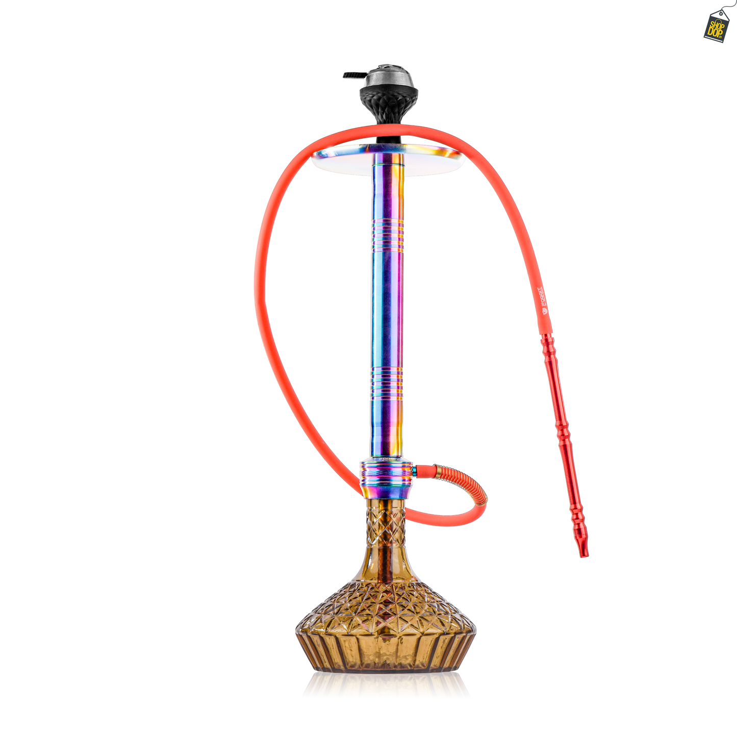 Godfather Hookah - Rainbow Stem/Cut Glass Base