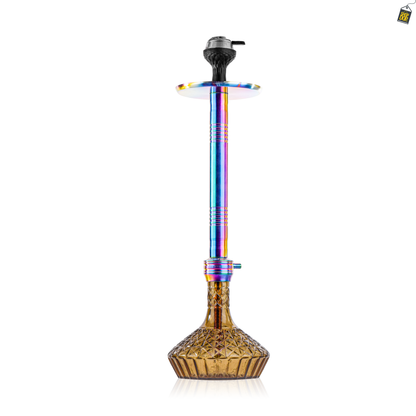 Godfather Hookah - Rainbow Stem/Cut Glass Base