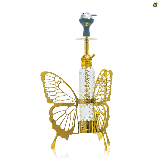 VG France Butterfly Hookah with 3 Bags (LED & Remote) - Golden