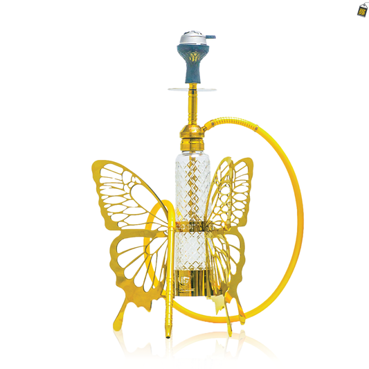 VG France Butterfly Hookah with 3 Bags (LED & Remote) - Golden