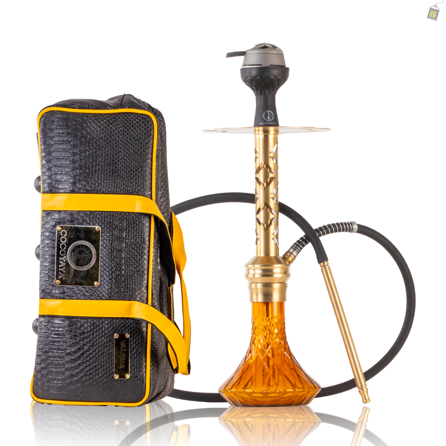 COCOYAYA Valeria Gem Hookah with Bag - Gold Stem / Amber Base