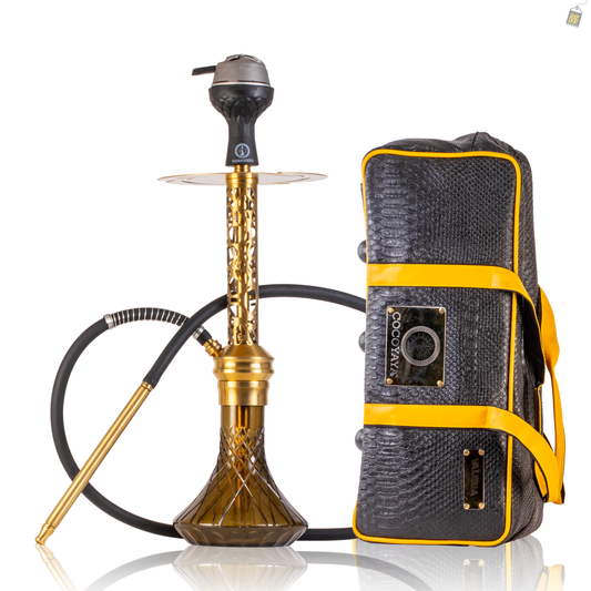 COCOYAYA Valeria Mesh Hookah with Bag - Gold Stem / Brown Base