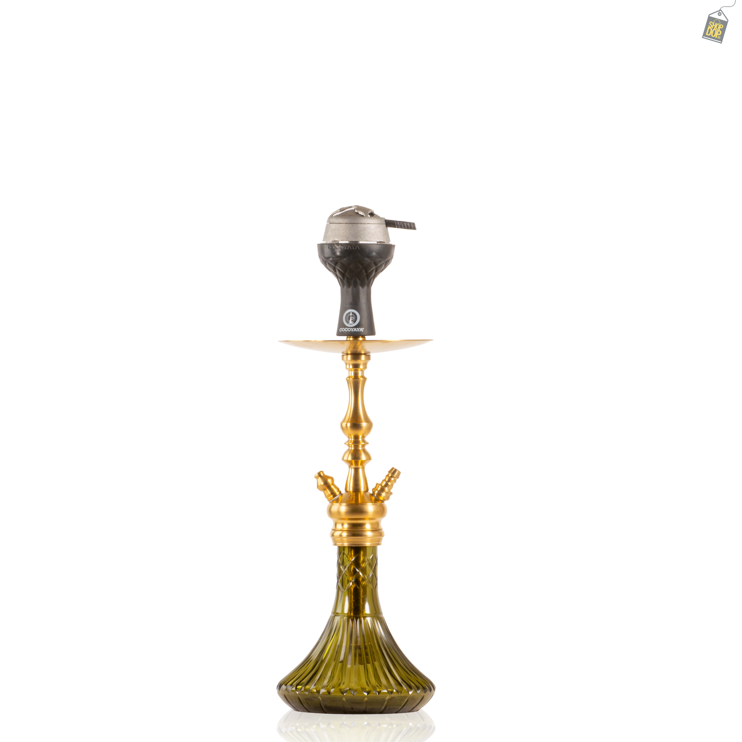 COCOYAYA Simba Hookah with Bag - Gold Stem / Emerald Green Base