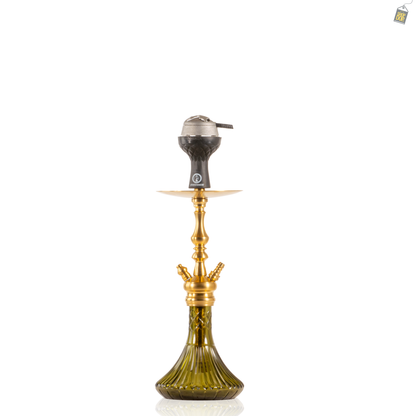 COCOYAYA Simba Hookah with Bag - Gold Stem / Emerald Green Base