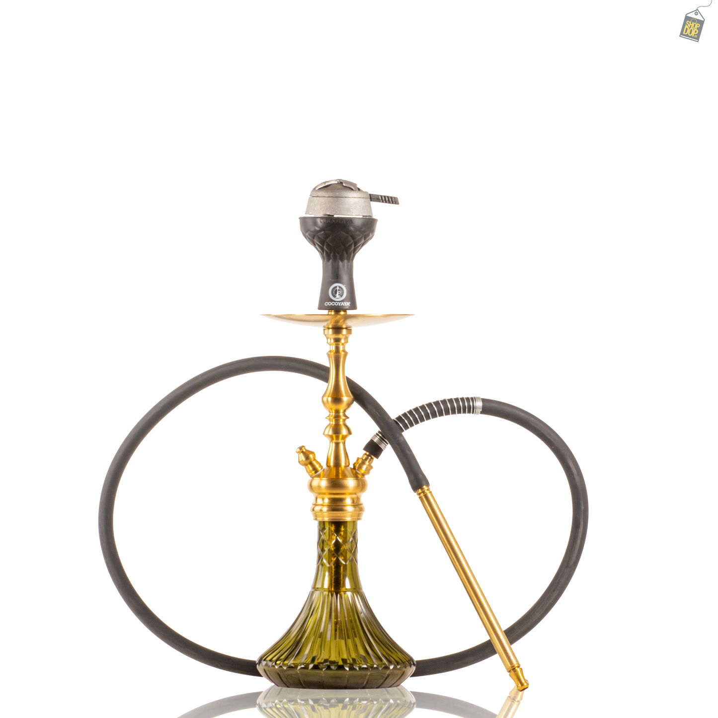 COCOYAYA Simba Hookah with Bag - Gold Stem / Emerald Green Base