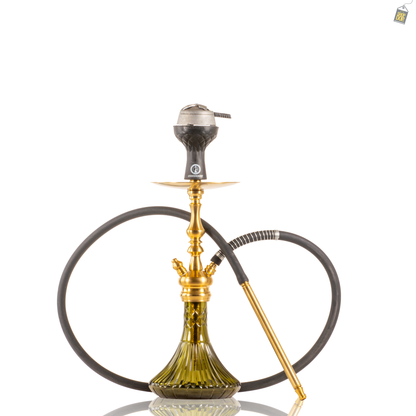 COCOYAYA Simba Hookah with Bag - Gold Stem / Emerald Green Base