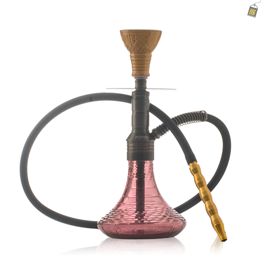 Noddy 007 Night Fire Hookah with Bag - Black Stem / Light Purple Vertigo Base